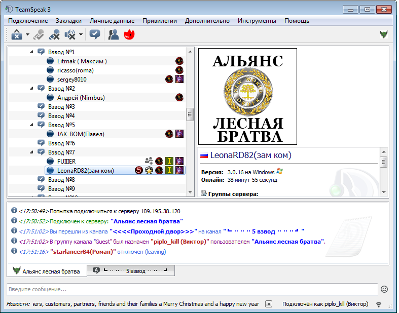 TeamSpeak — внешний вид программы
